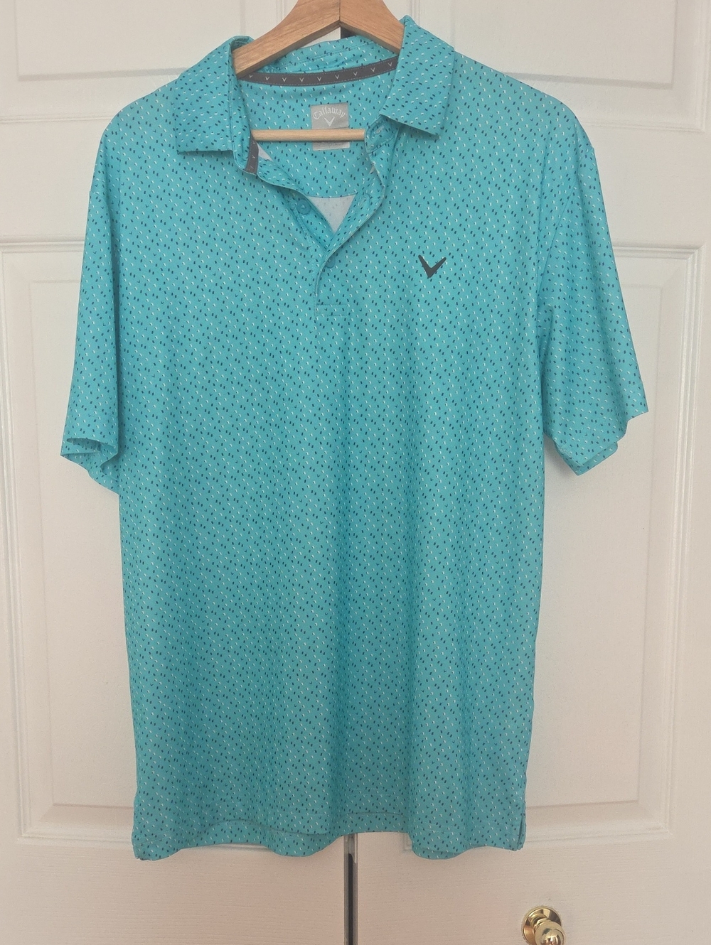 Callaway Men's Aqua Polo with Micro Dot Print